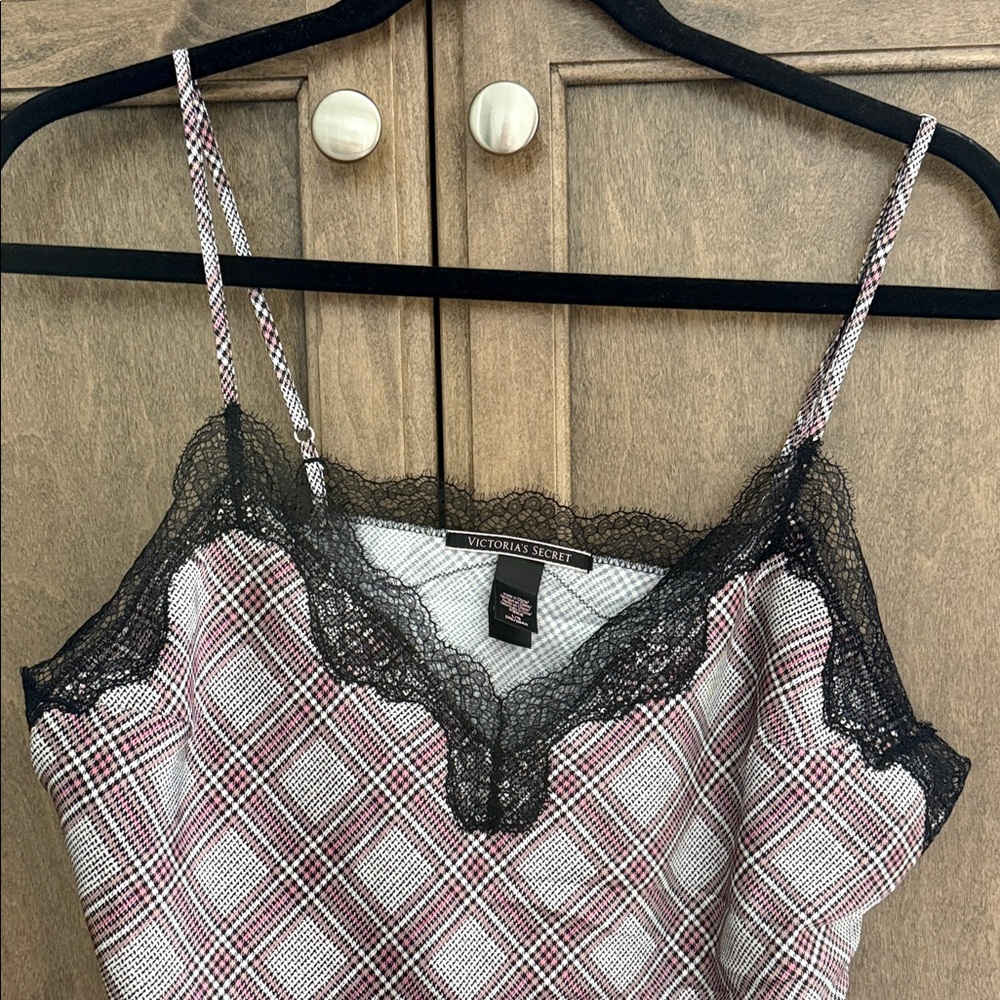Victoria's Secret Intimates Lingerie Set Satin Black Lace Top & Panty Shorts
